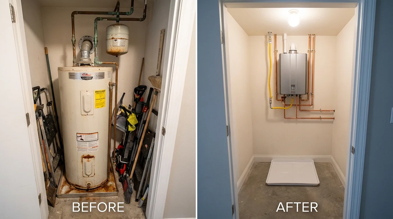 Tank water heater versus wall-mounted tankless unit comparison for Geneva, NE homeowners
